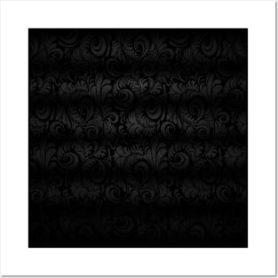 Black Shaded Damask Posters and Art